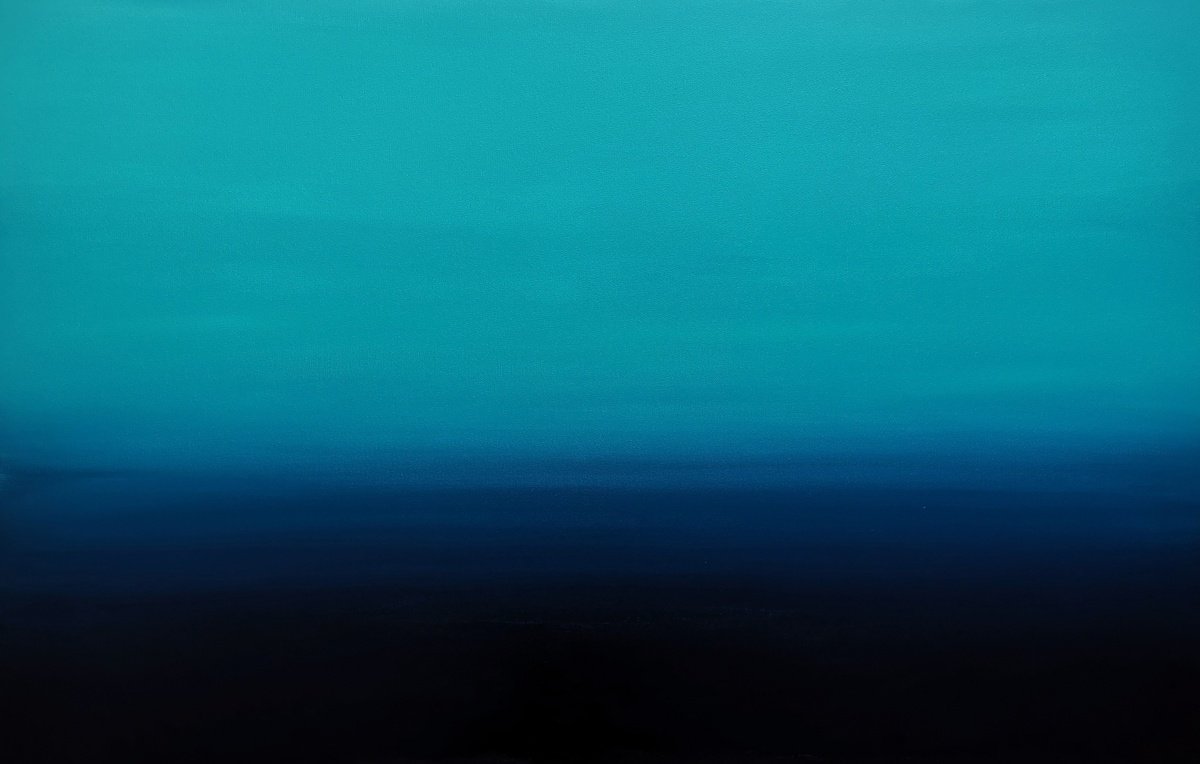 Impressionistic Landscape Acrylic Painting By Elena Mosurak, 55 X 35, Evening Calm, N.3, Original Artwork