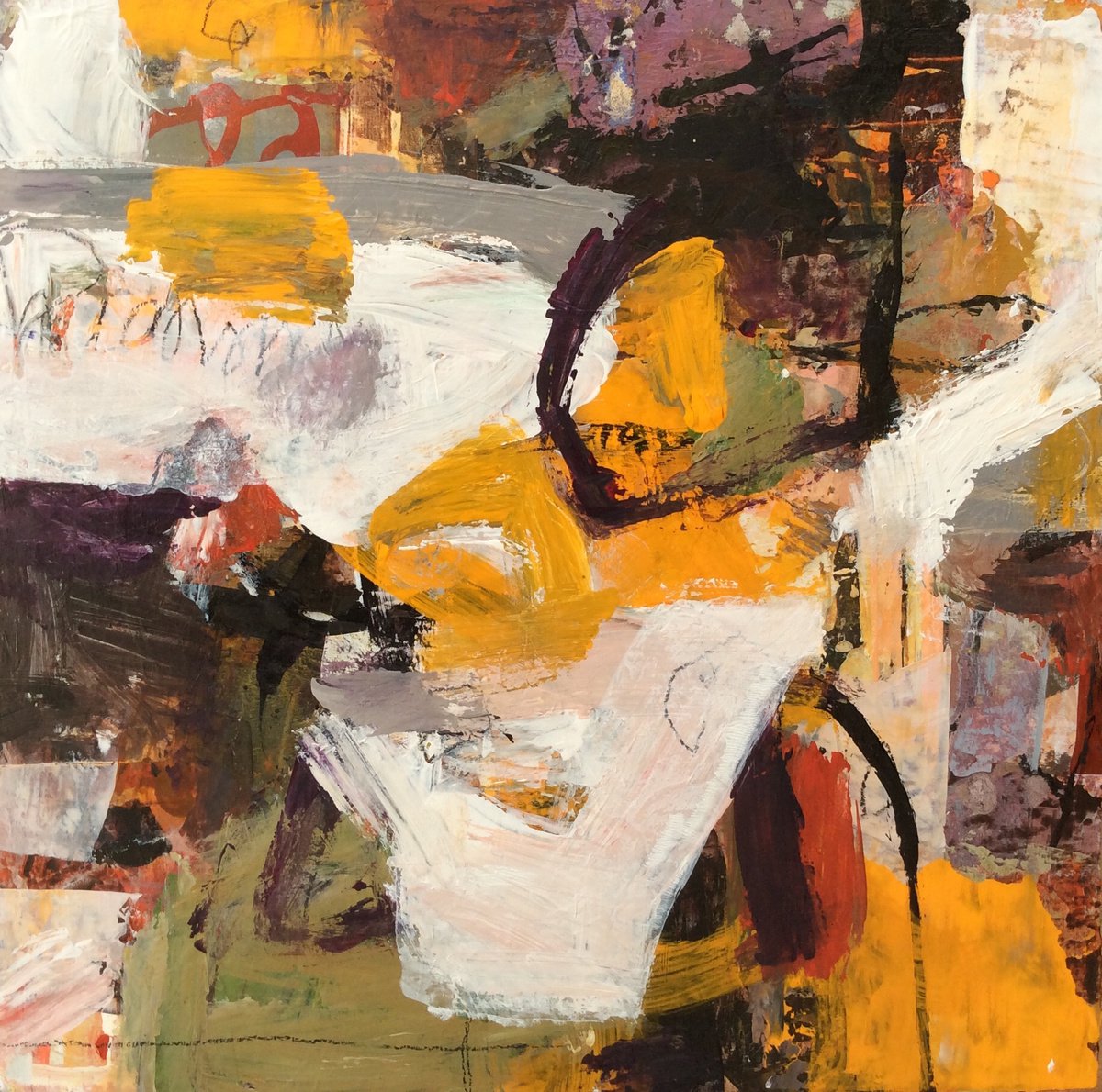 Abstract Acrylic Painting By Linda Coppens, 12 X 12", 112020-07, Original Artwork