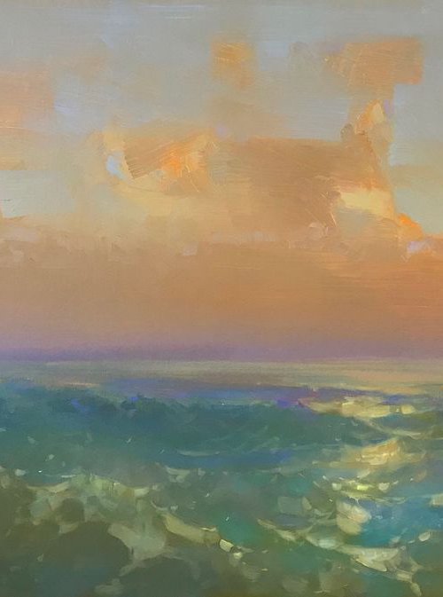 Sunset, Original oil painting, Handmade artwork, Large size, One of a kind Signed by Vahe Yeremyan