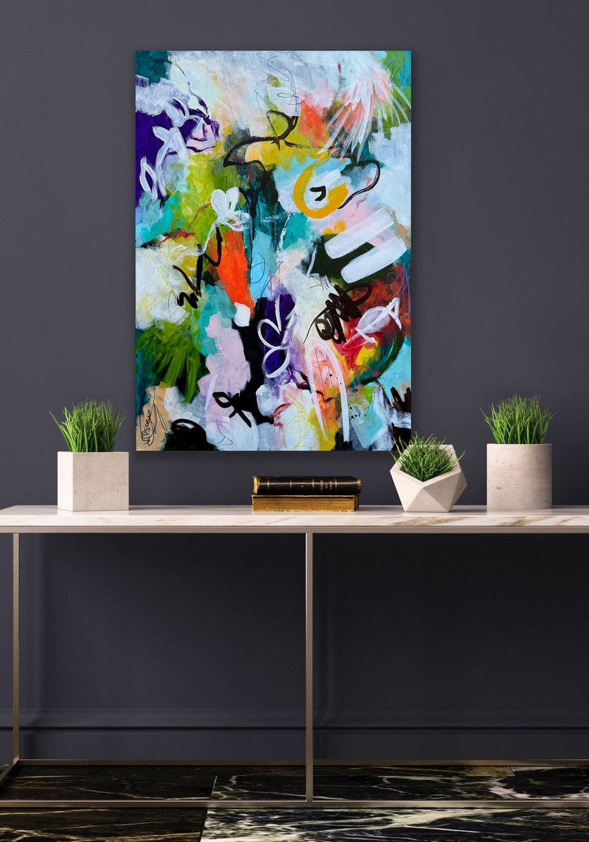 Organic Abstract Acrylic Painting By Veronica Vilsan, 28 X 39", Balance 12, Original Artwork