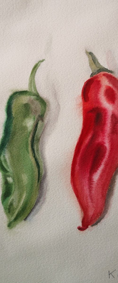 Green and Red Peppers by Anyck Alvarez Kerloch