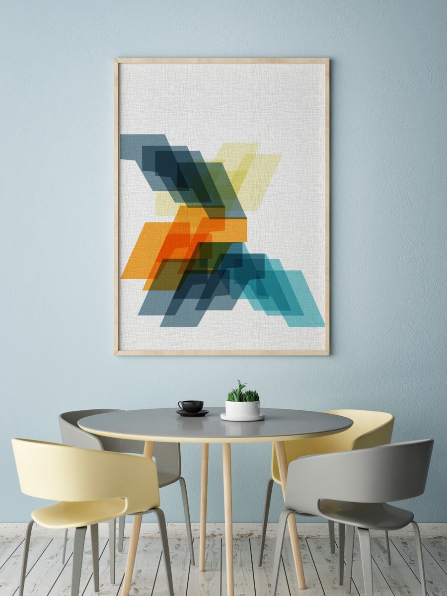 Geometric Abstract Giclee Print By Leigh Bagley, 28 X 39", Aktion 1, Original Artwork