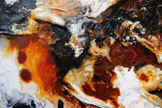 Granite and Rust 240cm x 100cm Brown Black White Textured Abstract Art