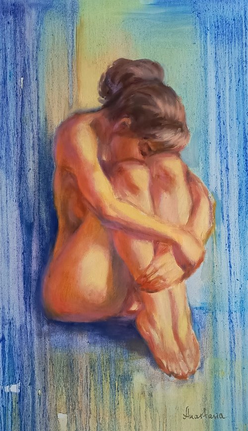 Naked woman Original oil painting by Anastasia Art Line