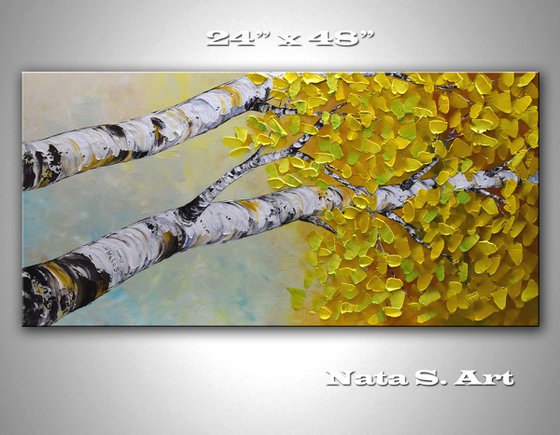 Silver Birches - Large Acrylic Impasto Painting