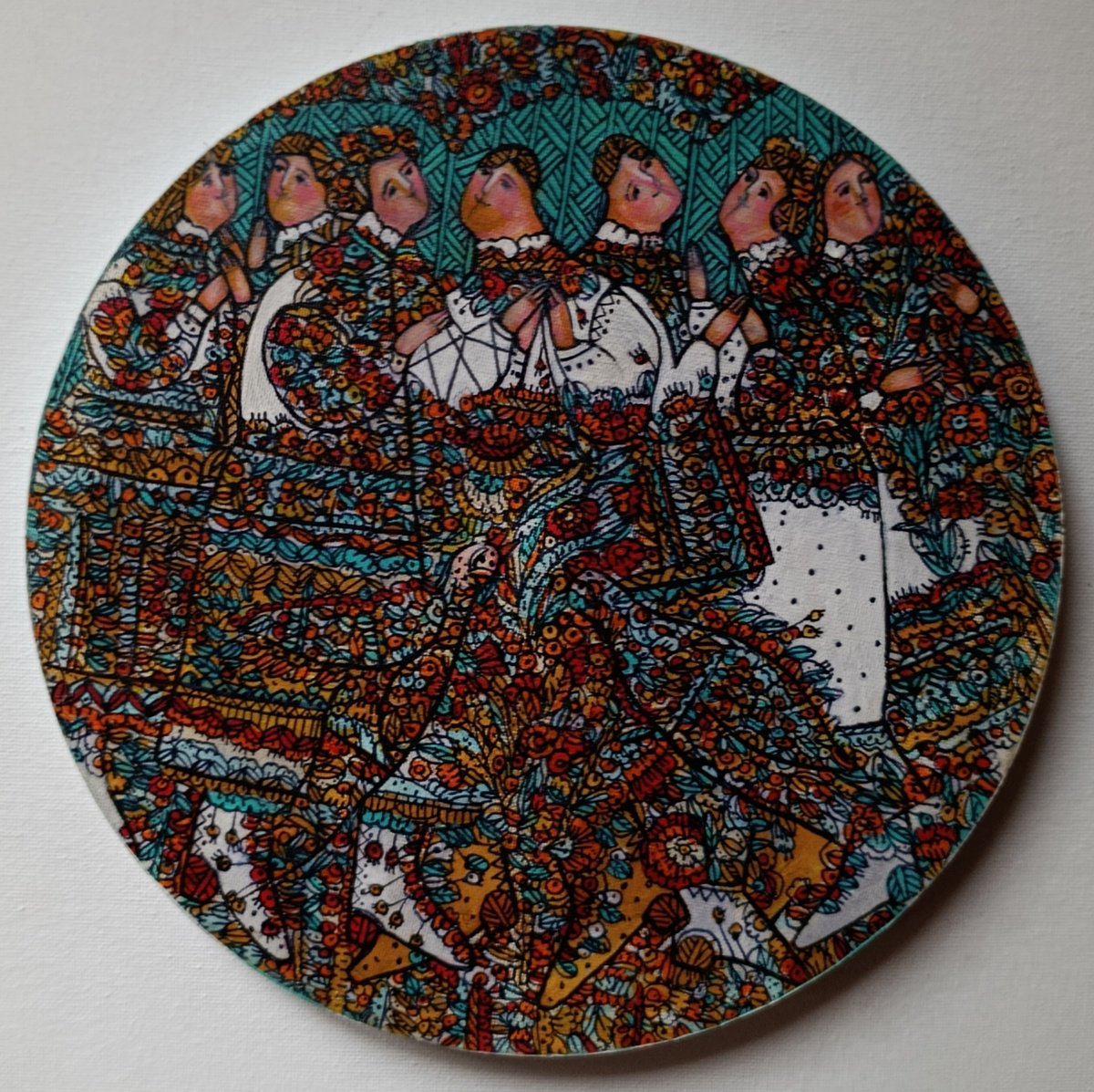 Naive Portrait Acrylic Painting By Tetiana Osadchuk, 10 X 10", Unity, Original Artwork