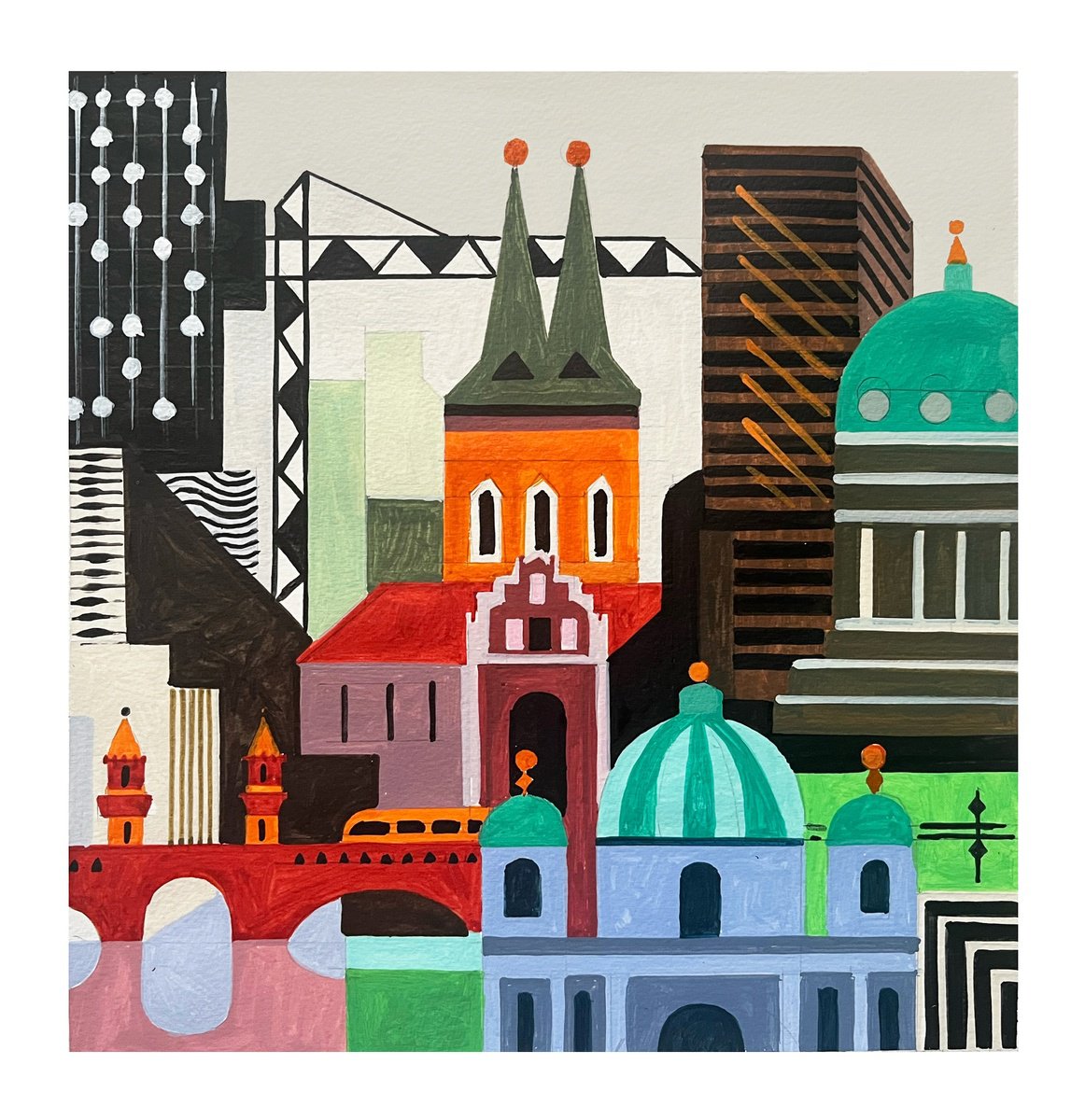 Urban And Pop Acrylic Painting , Berlin-05 By Andre Baldet, 12 X 12, Artwork For Sale On Artfinder
