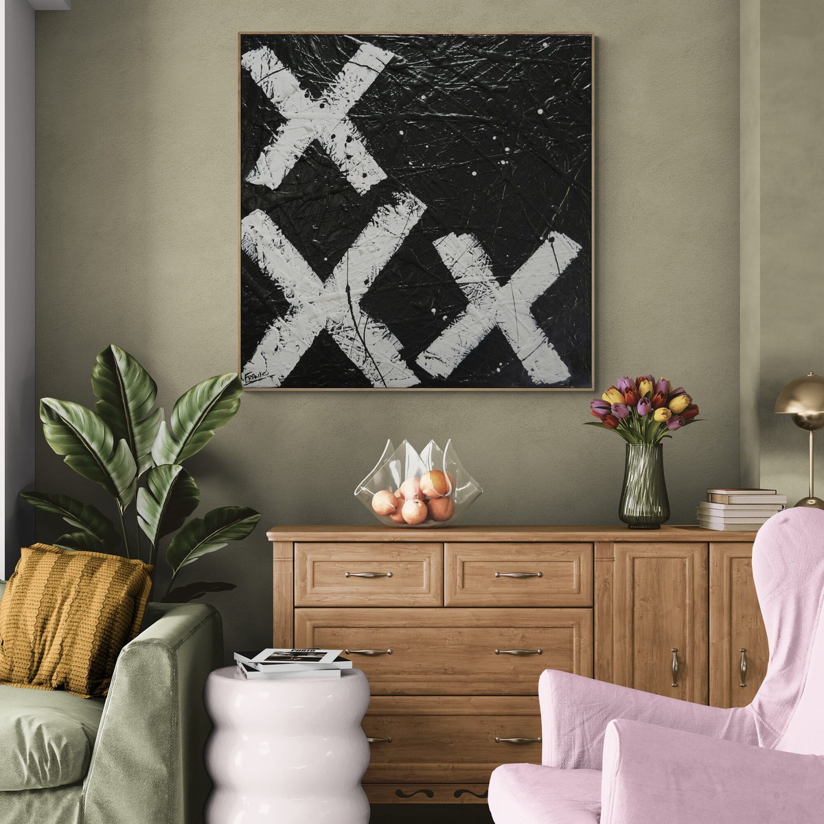 Urban And Pop Abstract Painting By Franko, 39 X 39, Kiss All Over, Original Artwork