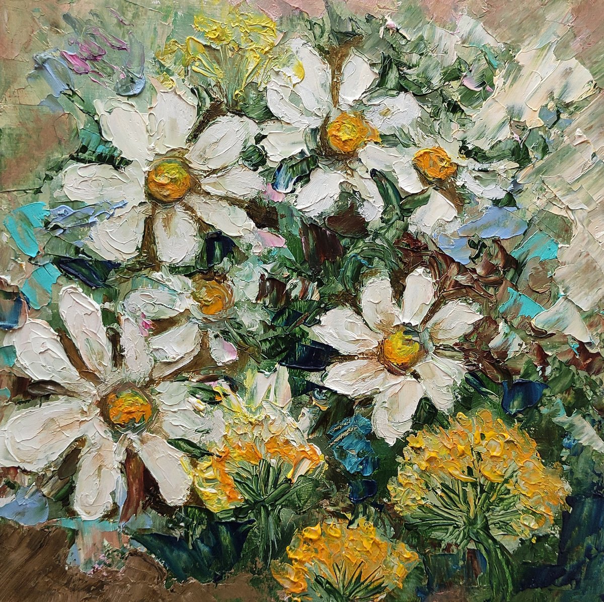 Field Daisies Painting by Yulia Berseneva