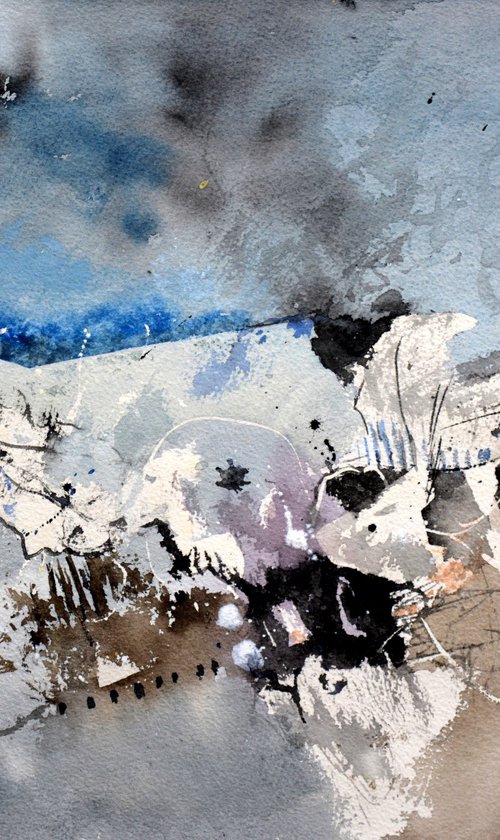 Snow tracks   - abstract watercolor - by Pol Henry Ledent