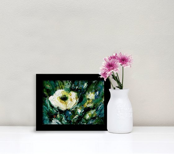 Tranquility Blooms 44 - Framed Highly Textured Floral Painting by Kathy Morton Stanion