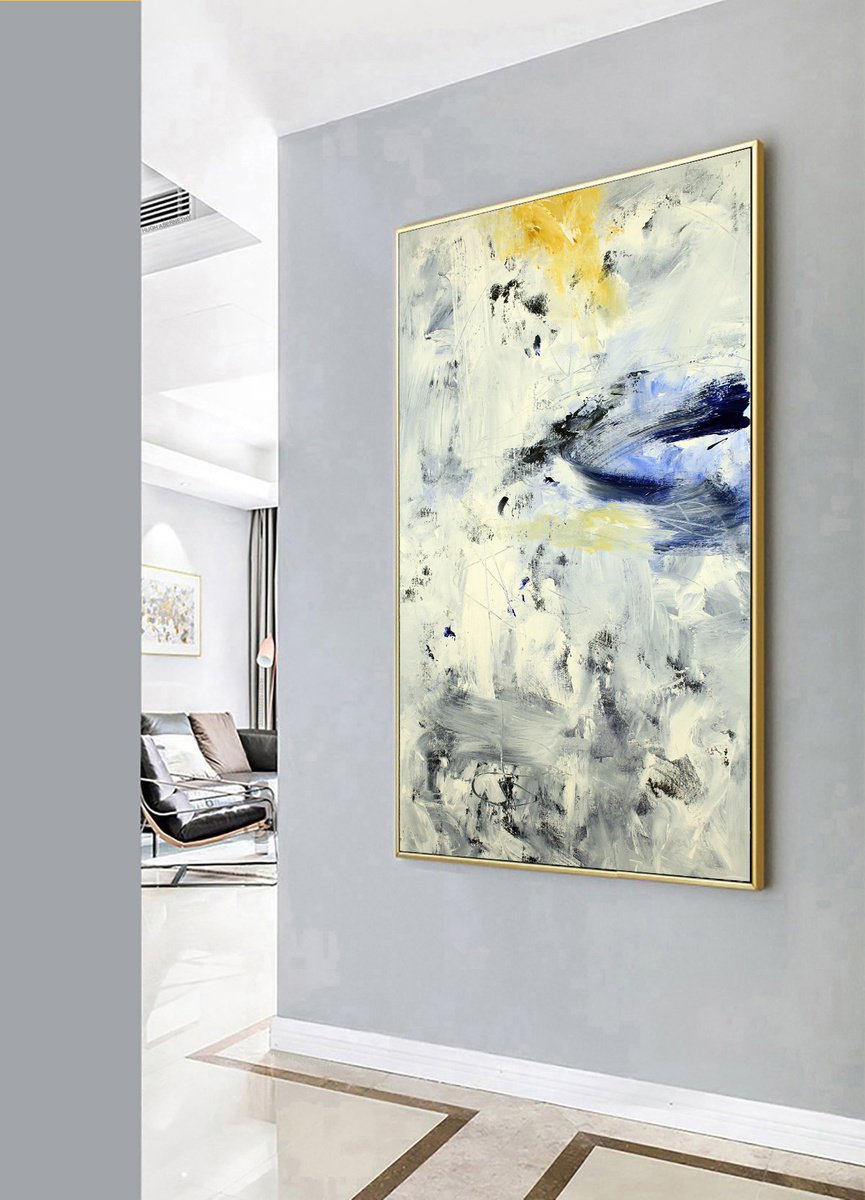 Abstract Oil Painting By Hugh Abernethy, 36 X 60, Plainting, Original Artwork