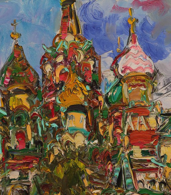 After Rain, Saint Basil's Cathedral, Moscow - Moscow Cityscape - Russia - Oil Painting - Medium Size - Gift Art