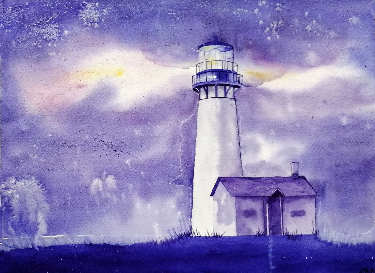 Lighthouse painting by Marina Zhukova