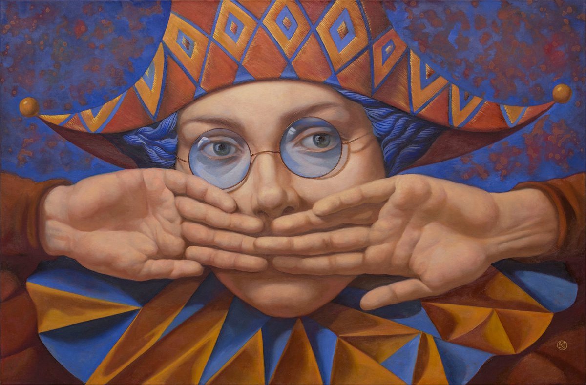 Photorealistic Portrait Oil Painting By Yaroslav Kurbanov, 47 X 31", The Secrets Of Harlequin, Original Artwork
