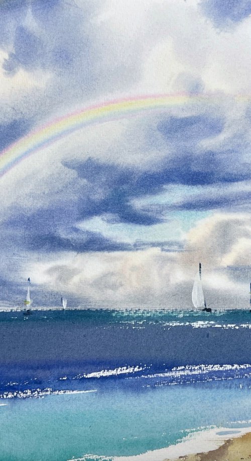 Rainbow over the sea Regatta by Eugenia Gorbacheva