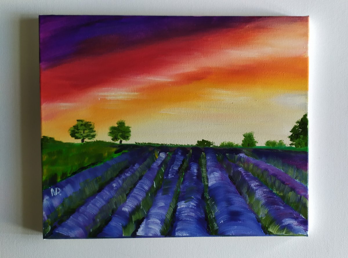 Impressionistic Landscape Oil Painting By Nataliia Plakhotnyk, 12 X 10", Smell Of Lavender, Original Artwork