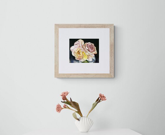 three roses watercolor floral