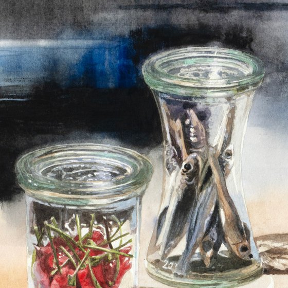 Dried Chili Peppers- Still Life Watercolor