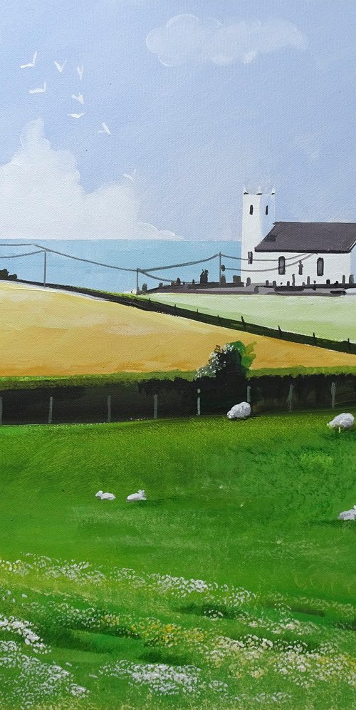 Irish Landscape Church Of Ireland Ballintoy by Joseph Lynch