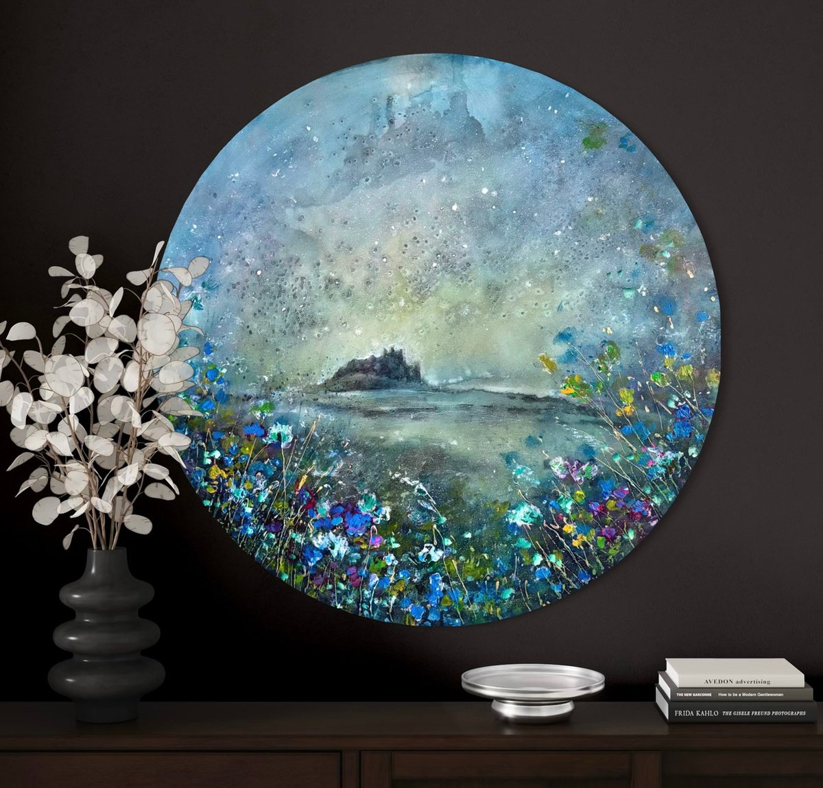 Expressive Landscape Painting By Jennifer Taylor, 24 X 24, Under The Stars, Bamburgh, Original Artwork