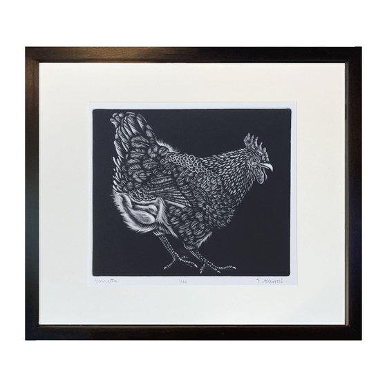 HEN PRINT - Mezzotint