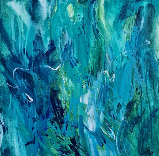 Jungle. Abstract green painting.