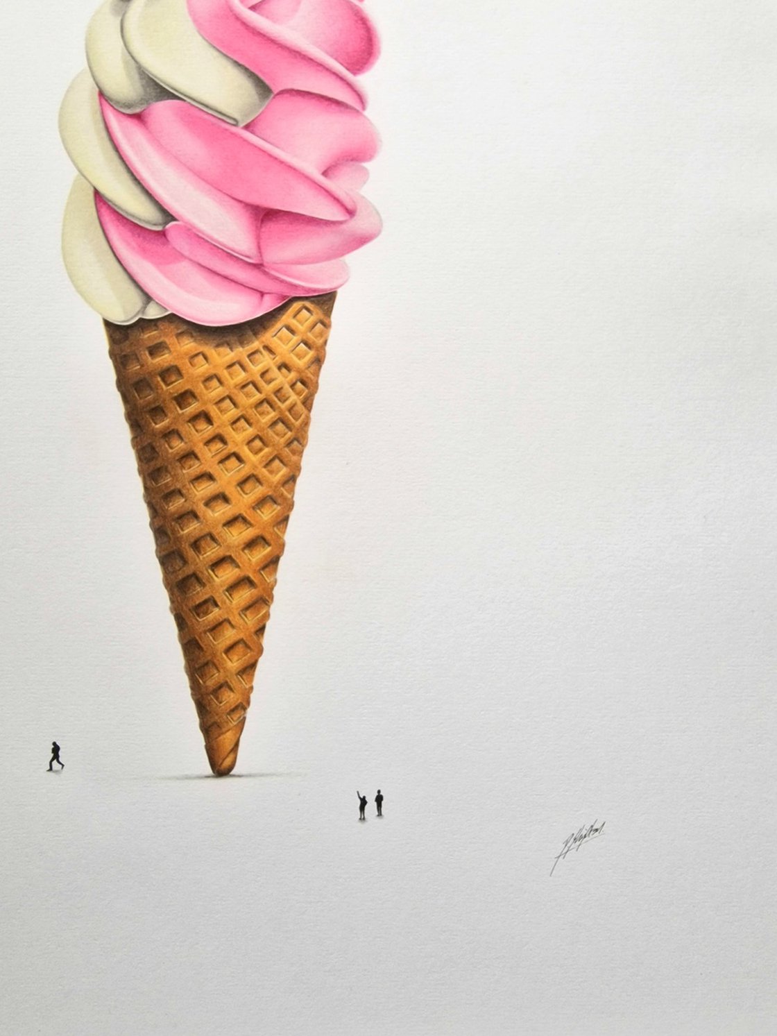 Original Pencil Drawing - Soft Serve Icecream by Daniel Shipton