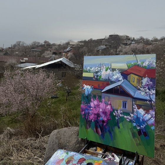 Spring in village