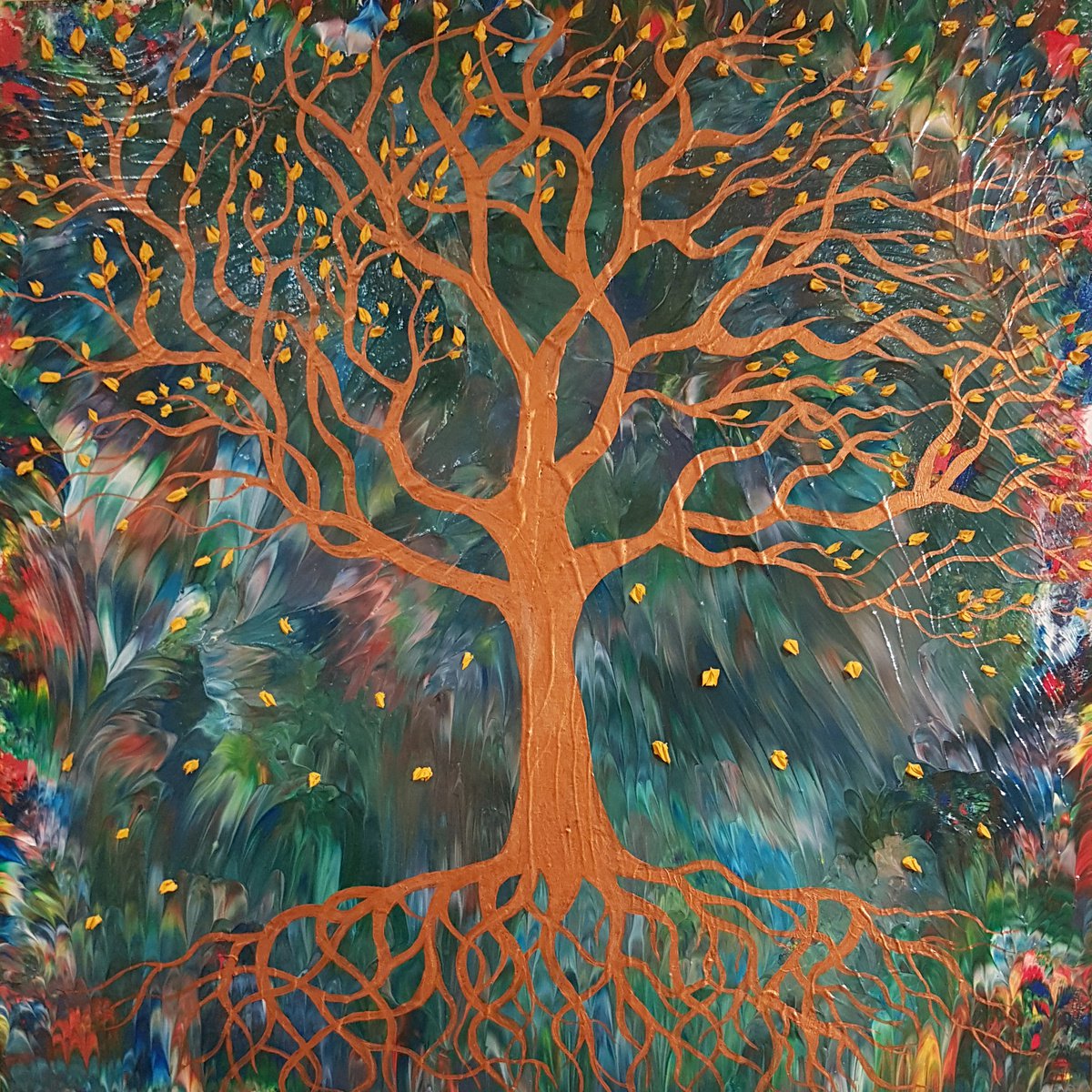 Impressionistic Landscape Painting By Alexandra Romano, 24 X 24, Copper Roots | 24 X 24 X 3, Original Artwork