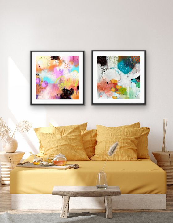 Prendre la vie du bon côté (30 x 30") - Abstract artwork - Limited edition of 5