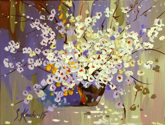 spring bouquet for the beloved. original painting 27,5x21 cm