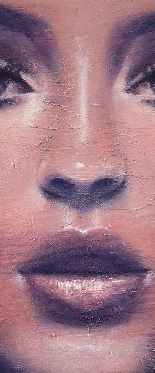 Lila Moss | blonde female contemporary portrait of model oil paint on canvas Painting by RKH by Renske Karlien Hercules