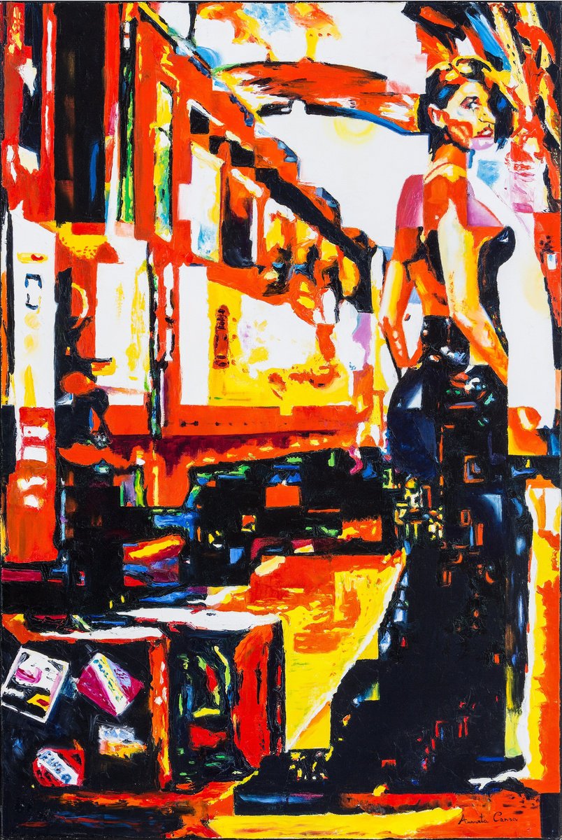 Urban And Pop Portrait Oil Painting By Assunta Cassa, 31 X 47, Fuga, Original Artwork