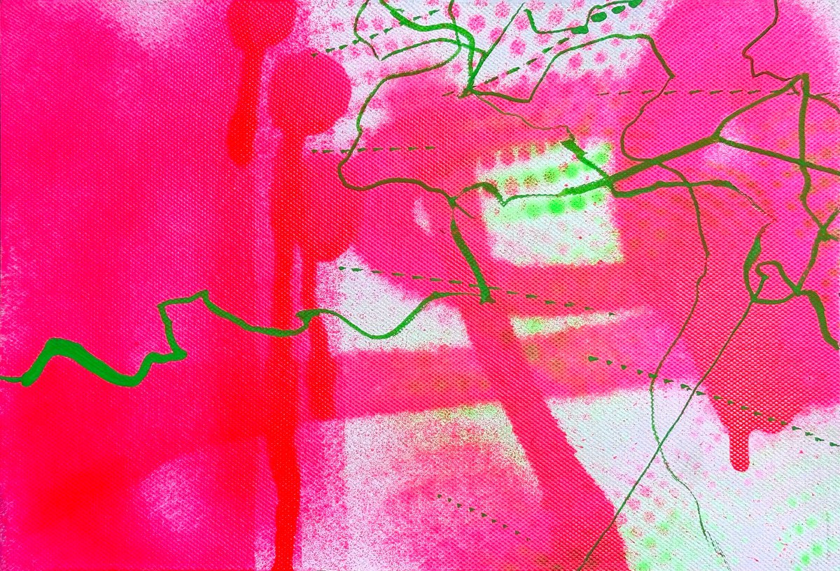 Organic Abstract Acrylic Painting By Anatoliy Menkiv, 10 X 7, Pink Illusion 1., Original Artwork