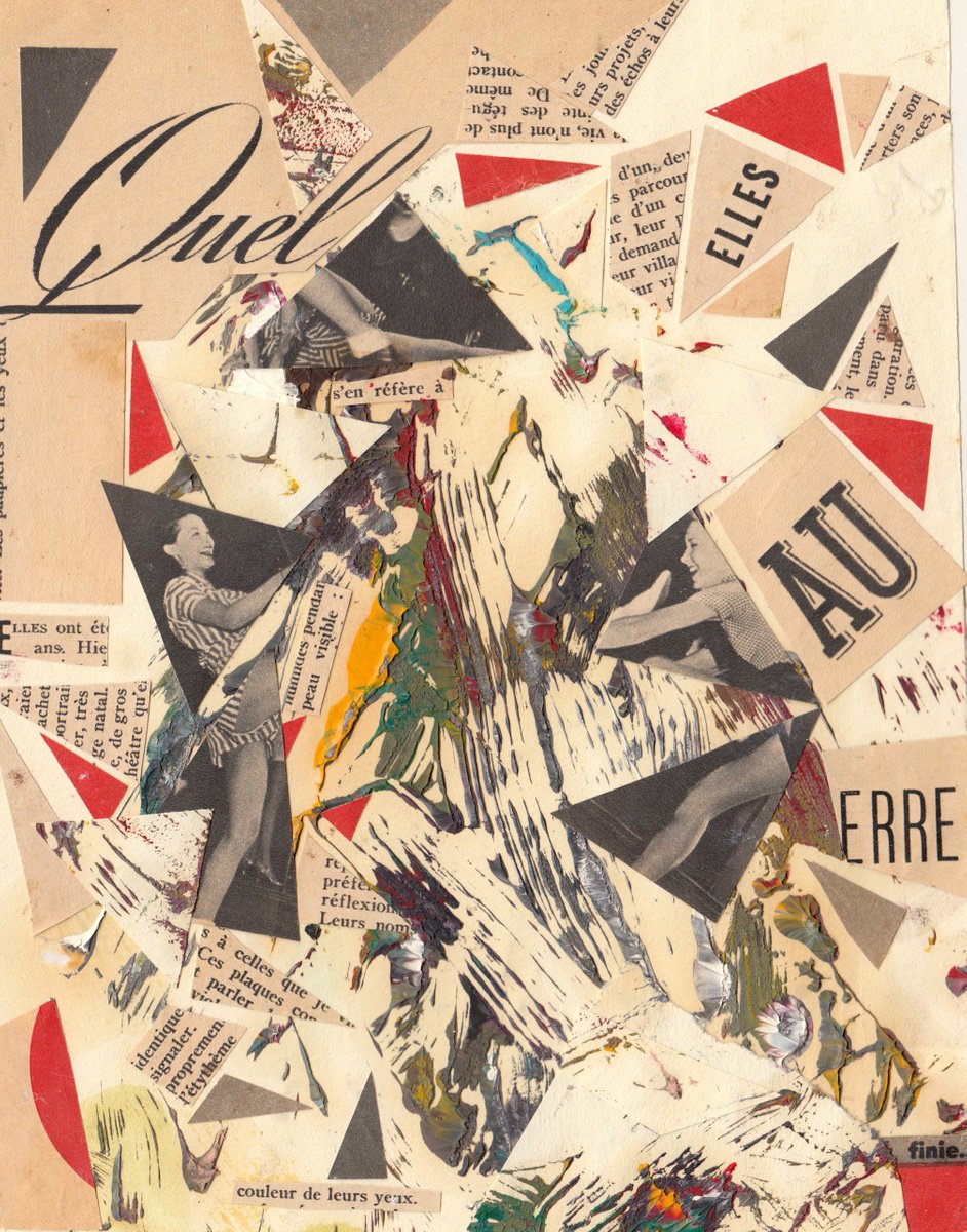 Abstract Collage By Jon Garbet, 10 X 13, Pijama Party, Original Artwork