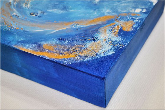 Blaue Welle - Small Painting  - Abstract - Acrylic Painting - Canvas Art - Wall Art - Ready to Hang