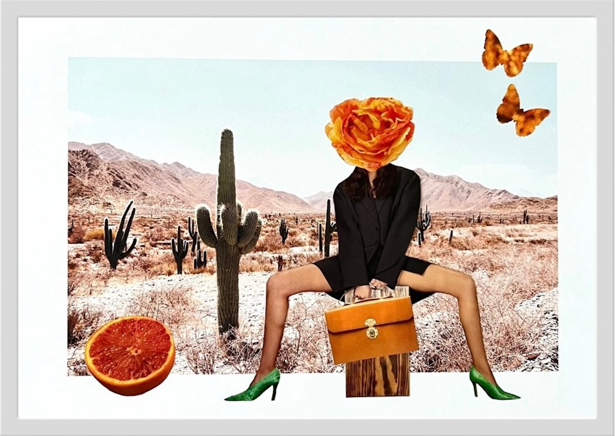 Portrait Collage By Angelika Millmaker, 12 X 8, Desert Rose, Original Artwork