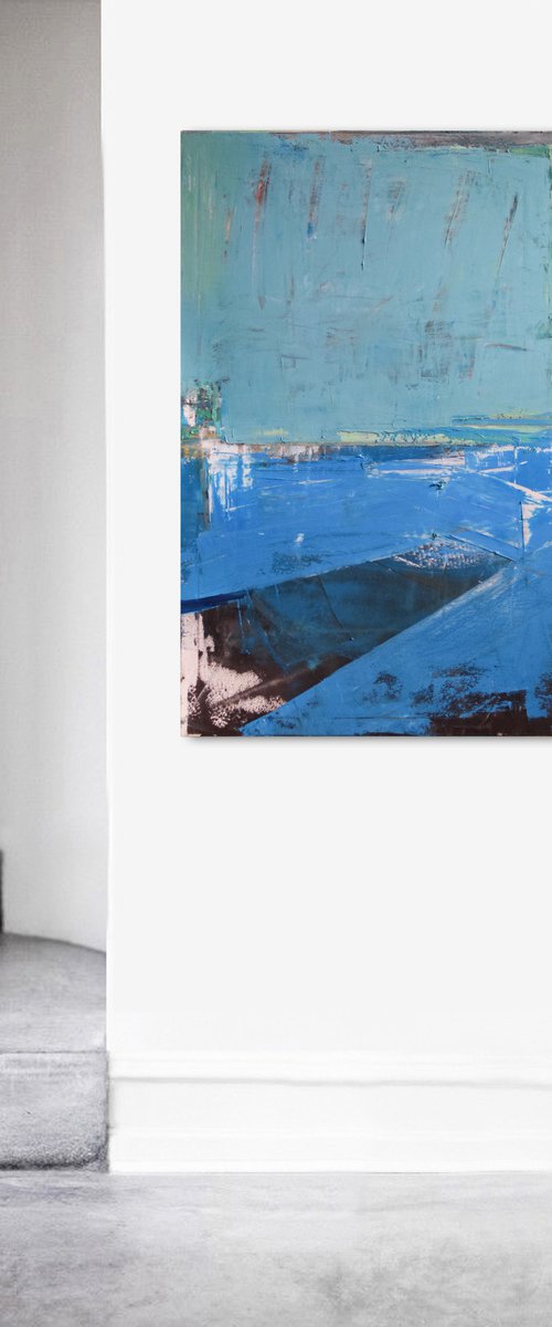 Oil painting, canvas art, stretched, "Lake 6" , 39.37/27.5 inches, (100/70cm). by Kariko ono