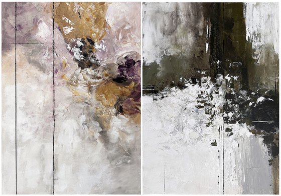 Ochre & Olive Abstraction set