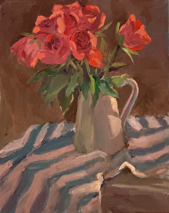 Roses in Sunlight - Floral Painting Home decor