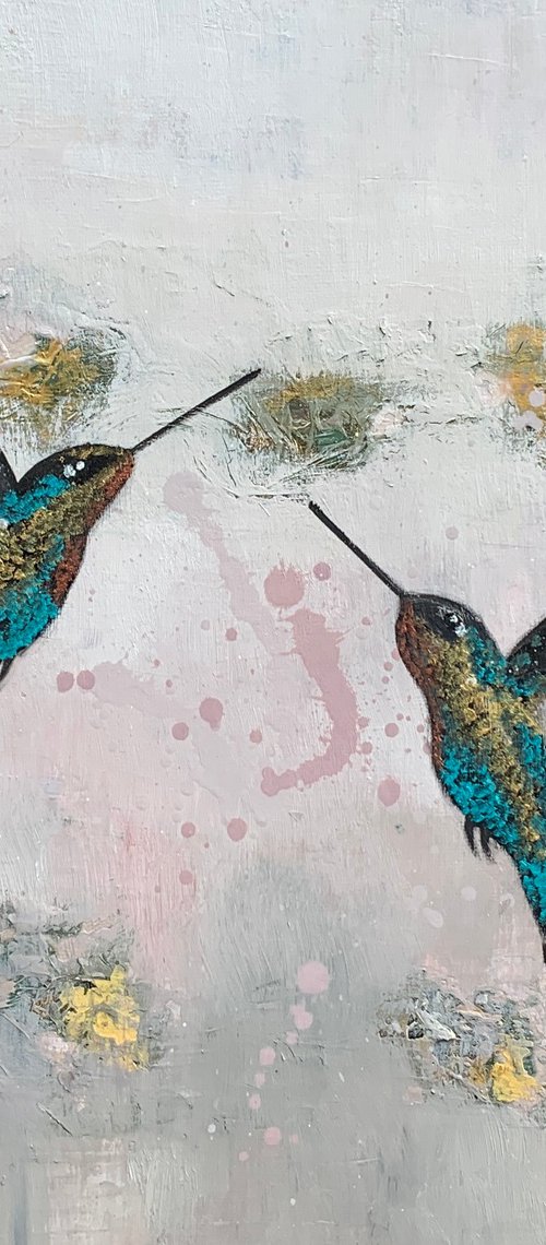 Hummingbirds in Flight by Laure Bury