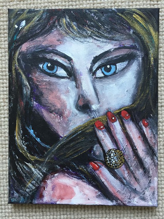 Her Ring Face Portrait Woman Face Beautiful Paintings Girl Face Portraits Art For Sale Buy Art Online Gift Ideas 30x23cm Free Shipping Worldwide