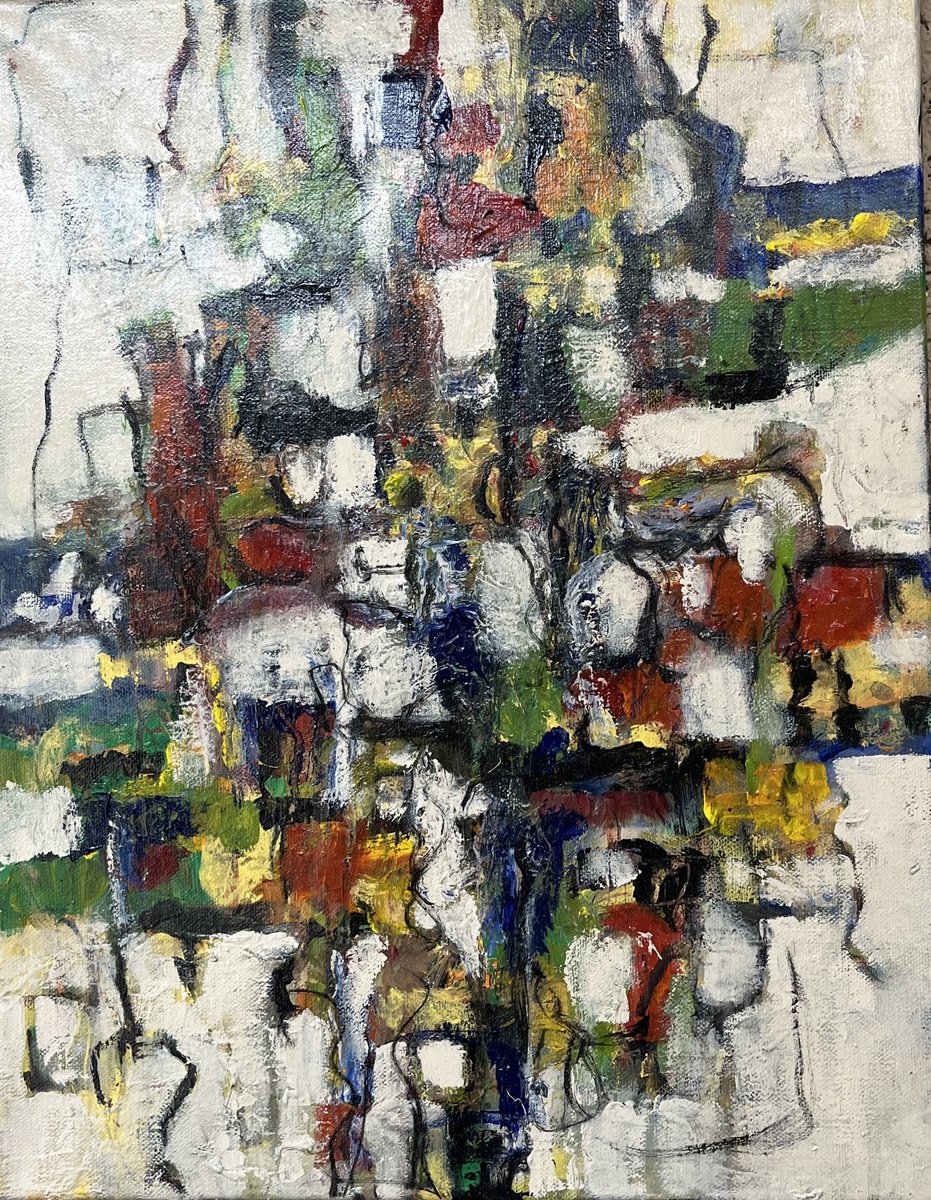 Organic Abstract Acrylic Painting By Jeffrey Davies, 14 X 18, Luna 6, Original Artwork