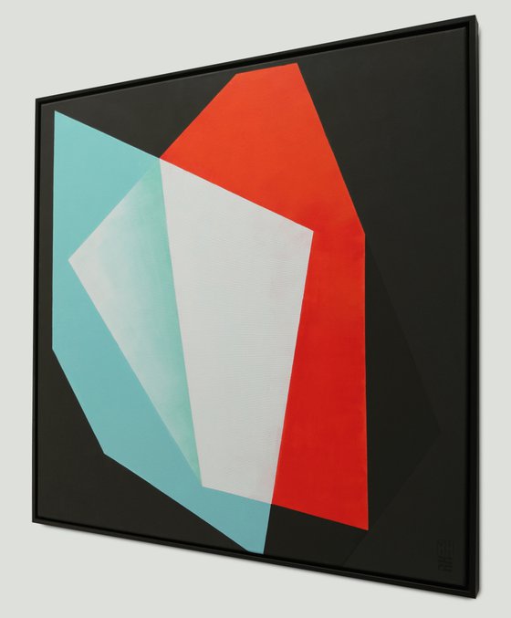 Abstract Painting - Diamond 13 - Incl. frame - 95x95cm - Ronald Hunter - 06N