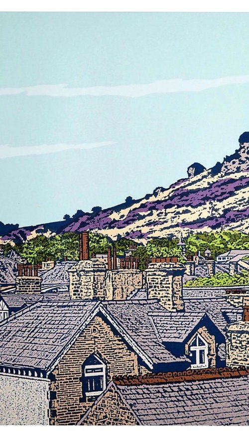 Ilkley rooftops to Cow & Calf by Talia Russell