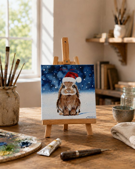 Christmas Bunny in Snow