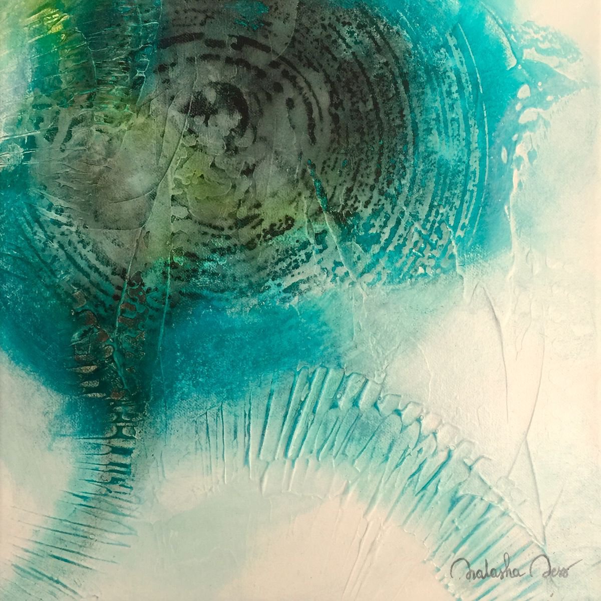 Organic Landscape Acrylic Painting By Natasha Dess, 12 X 12", Altair, Original Artwork