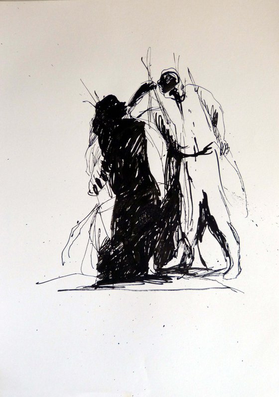 Domestic Scene, ink on paper 42x29 cm