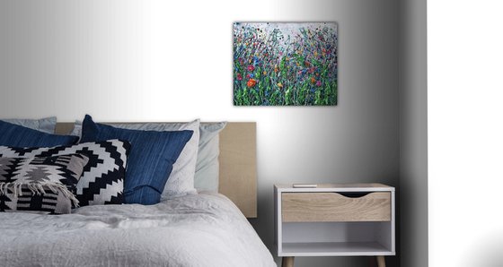 Nature-Inspired Artwork: Acrylic Painting with Grass and Flowers